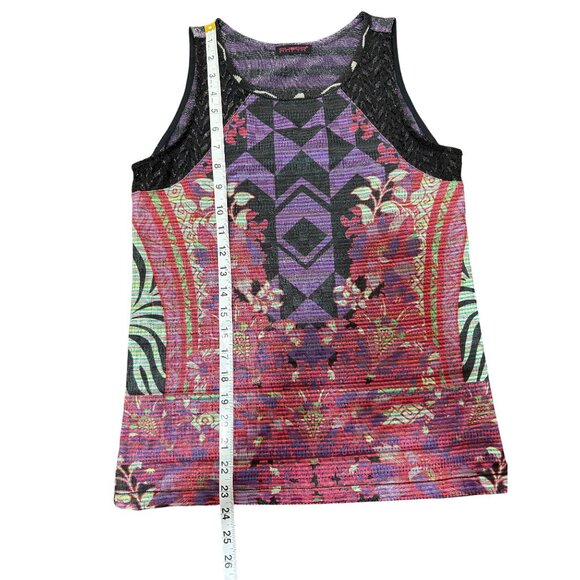 Custo Barcelona Sleeveless Printed Tank Top Y2K Pink Purple Black Womens Size S - Picture 6 of 8